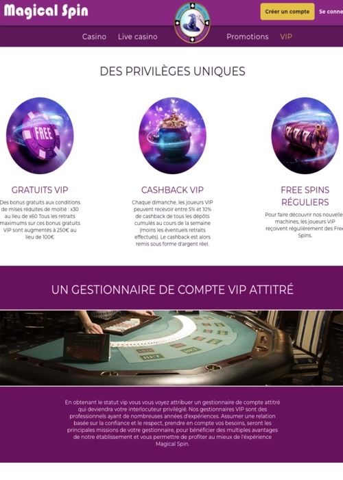 Offre 50 spins gratuits Magical Spin